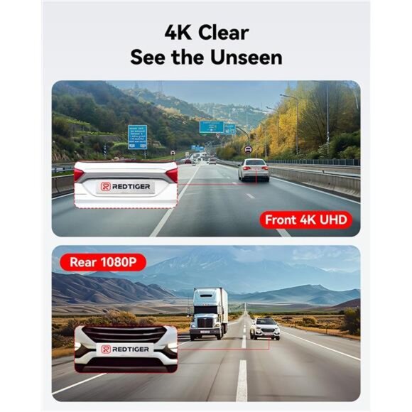 Dash Cam Front Rear, 4K/2.5K Full HD Dash Camera for Cars, Included 32GB Card - Picture 2 of 7